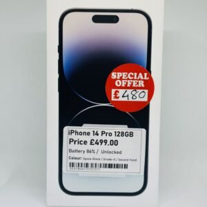 iPhone 14 Pro 128GB Space Black, Grade-A With Box, Unlocked