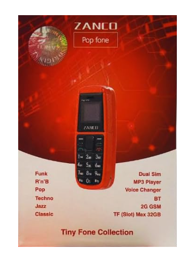 Zanco Pop Fone Duel Sim 2G GSM 32 GB cellular Phone Silver