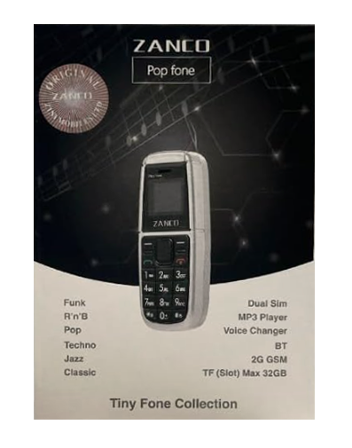 Zanco Pop Fone Duel Sim 2G GSM 32 GB cellular Phone Silver